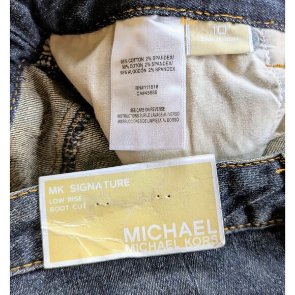 NEW Michael Kors MK Signature Low Rise Boot Cut Jeans Sz 10 Blue Indigo Stretch - Picture 10 of 11